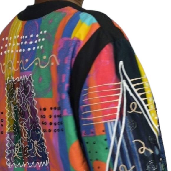 Gene Ewing Bis Jacket Puffy Paint Lace Avant Garde Wearable Art Vintage Medium - Picture 5 of 14